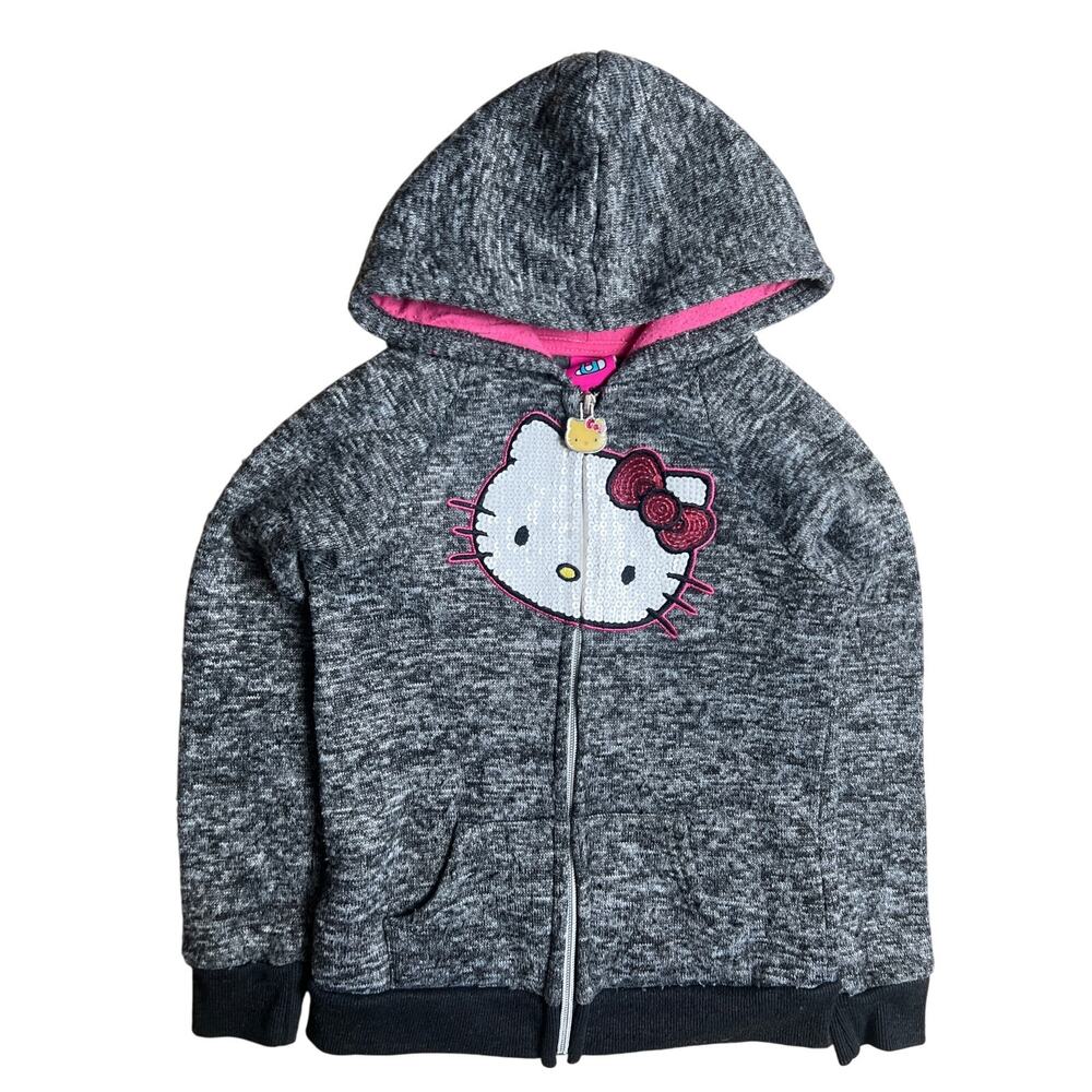 Hello Kitty Knit Sequin Zipper Front Enamel Pull Tab Jacket 2020 Size 6